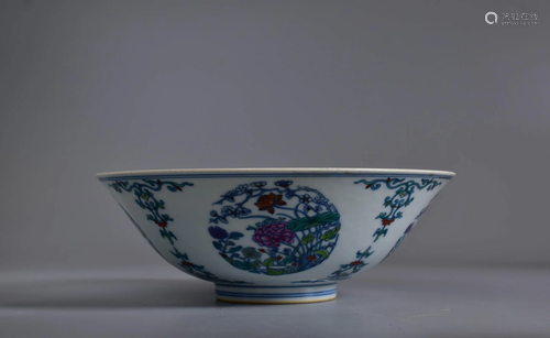 Doucai Glaze Entwining Lotus Flower Bowl