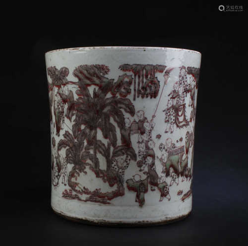 Chinese Iron Red Porcelain Brushpot