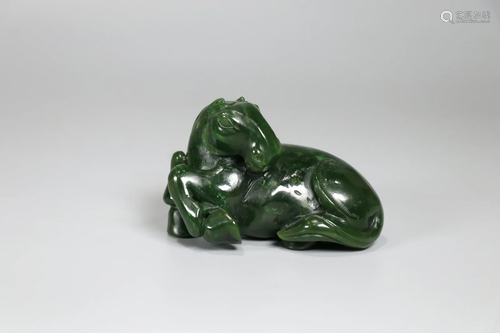 Carved Spinach-Green Jade Horse