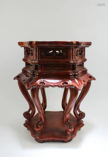 Chinese Carved Hardwood Stand