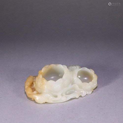 Carved Hetian Jade Twin-Lotus Washer