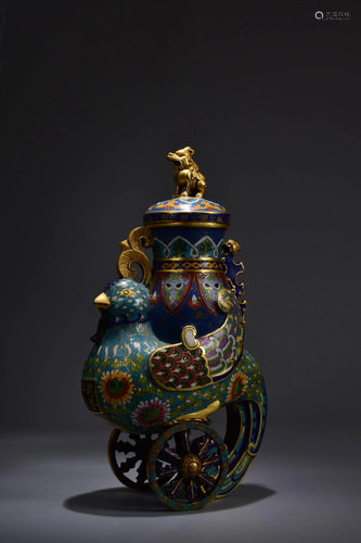 Cloisonne Enamel Phoenix-Form Zun