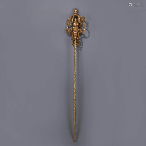 Gilt Bronze Four-Dragon Buddhist Wand