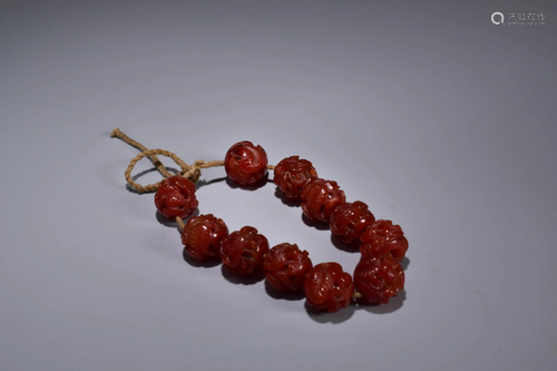 Carved Gate Beads Decorated with Crane Pattern