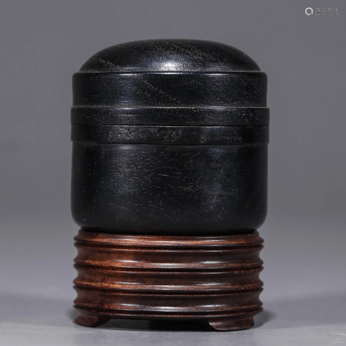 Carved Sandalwood Cylindrical Pomander with Rosewood