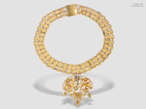 Very elegant Biedermeier necklace, 18 carat