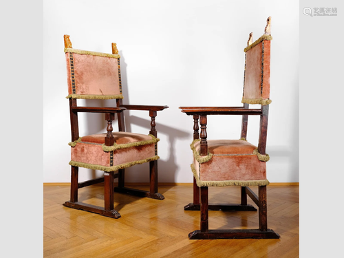 Pair of courtly armchairs, 16th/17th century