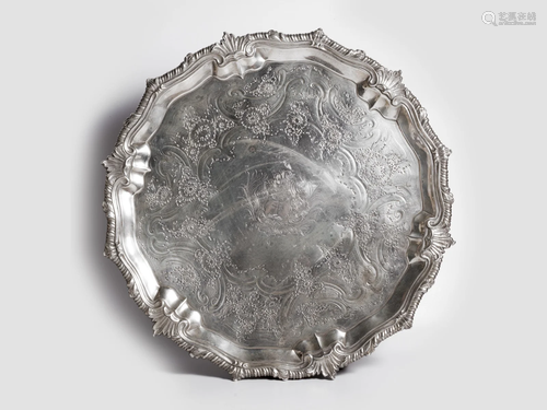 English Silver Salver, London 1753, Silver