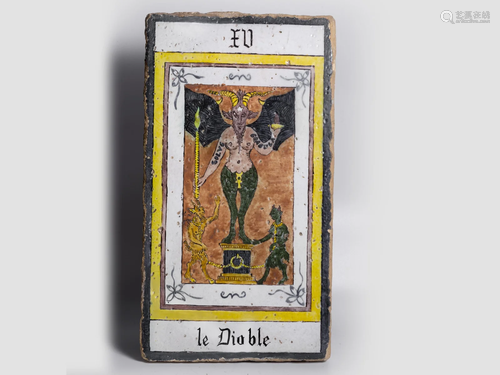 Two tarot tiles, France or Italy, 18th/19th c.