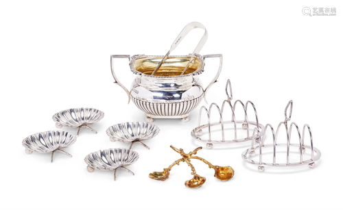 A GROUP OF SILVER DINING WARE ITEMS, VARIOUS DATES AND