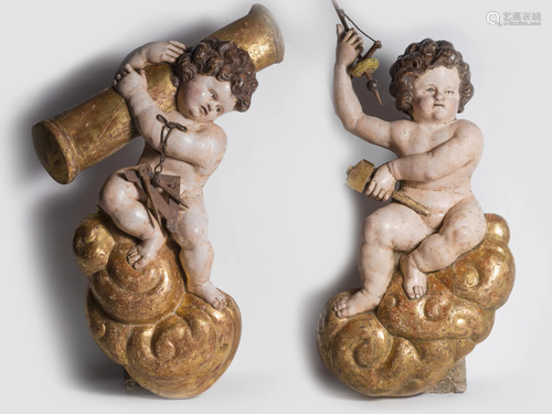 Decorative Pair of Baroque Angels, around 1680