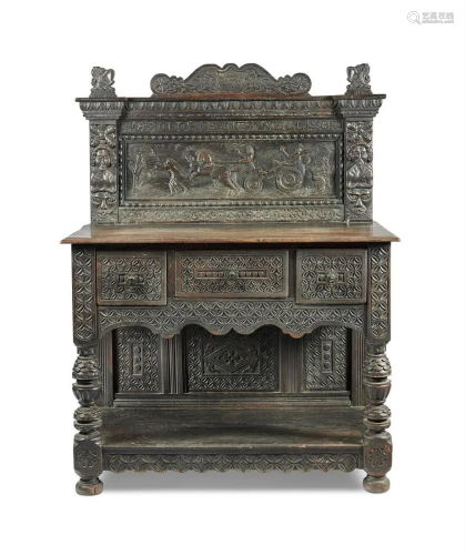 A CARVED OAK SIDEBOARD IN 17TH CENTURY STYLE, LATE
