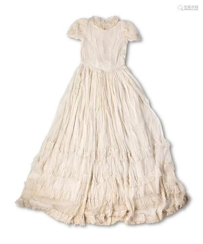 A CREAM NET AND RAYON LINED GIRL'S DRESS, EARLY 20TH