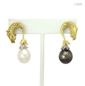 2.00ct Diamond Day & Night South Sea Pearls 18k Gold