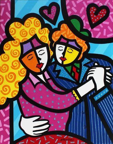 MORAIS ** DANCING COUPLE ** SIGNED ORIGINAL ACRY…