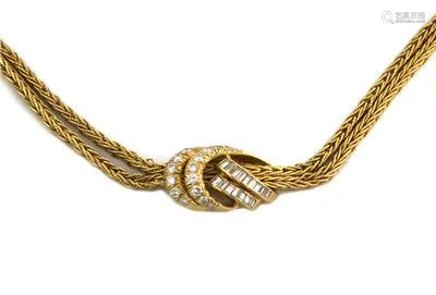 Lovely 2ct Diamond 18k Gold Knot Pendant 2 Weave Chain