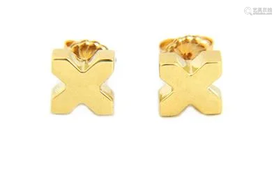 Tiffany & Co. Vintage 18k Yellow Gold X Stud Earrings