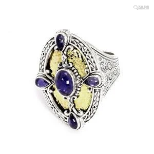 Konstantino Iolite Sterling & 18k Yellow Gold Oval Ring