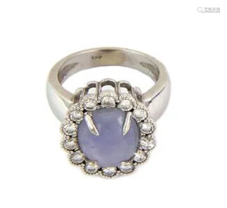 16.46ct Star Sapphire Diamond 14k White Gold Ladies