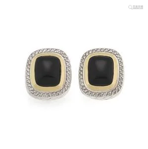 David Yurman Albion Diamond Onyx 18k Gold 925 Silver