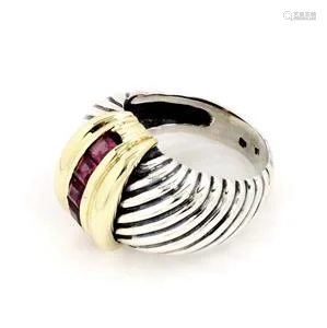 David Yurman Rhodolite Garnet 925 Silver 14k Yellow