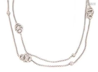 David Yurman Diamond 925 Silver Spiral Motifs Chain