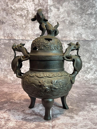 Chinese Bronze Censer with Kirin