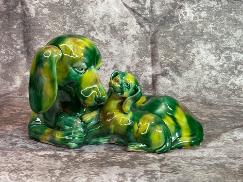 Chinese Sancai Porcelain Puppy Group