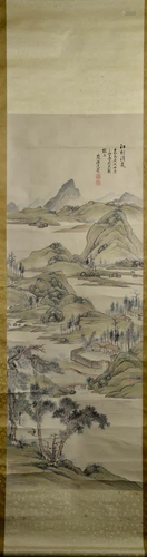 Japanese Water Color Scroll Painting - Landscape