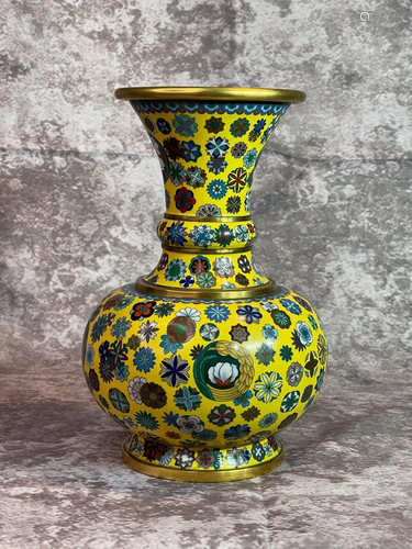 Chinese Cloisonne Vase with Multi Floral Motif