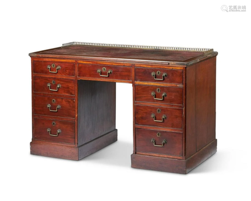 A VICTORIAN MAHOGANY PARTNER'S DESK, CIRCA 1860