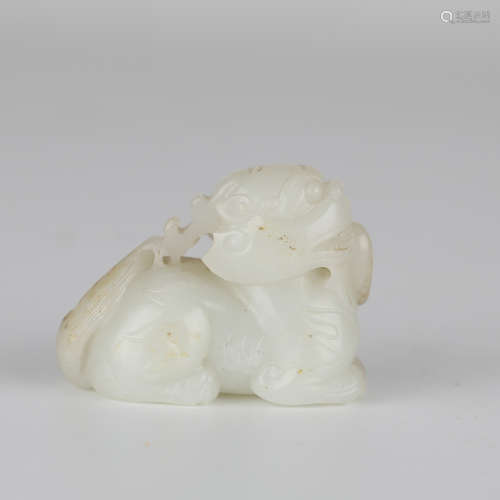 Ming，Hetian White Jade Rui Beast Handle