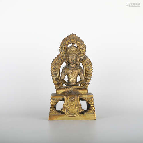 18th,Gilt bronze Buddha statue