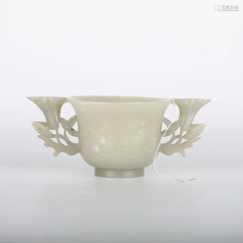 Ming，Hetian jade carving jade cup