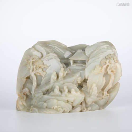 18th,Large mountain-shaped ornaments of Chinese Hetian jade