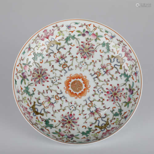 19th,Fencai flowers porcelain plate