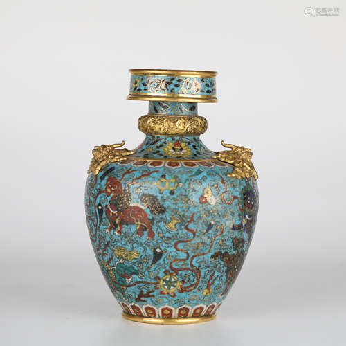 Chinese cloisonne bottle with Tibetan grass(Daming Jingtai Y...