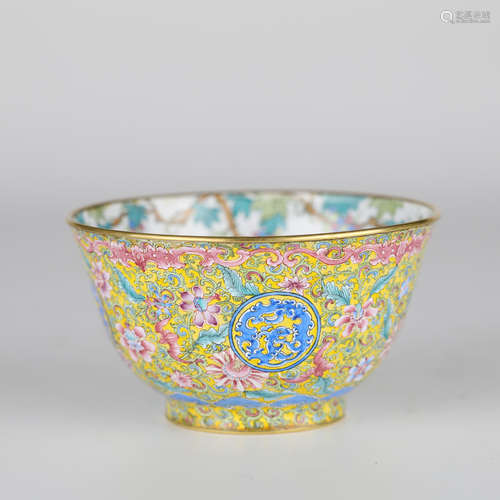 Chinese enamel Qianlong flower bowl