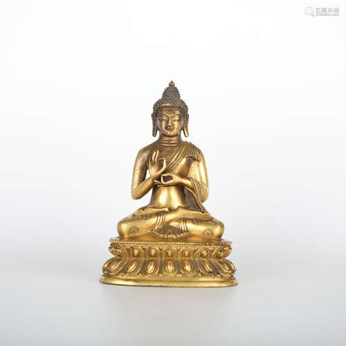 18th,Gilt bronze Buddha statue