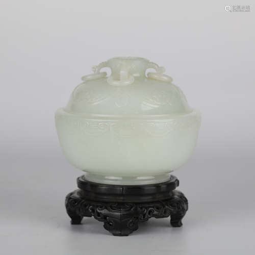 18th,White jade carving stove