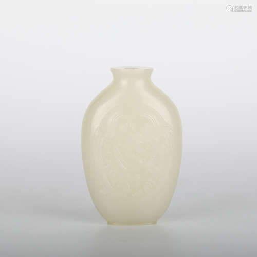 18th,Chinese White Jade Snuff Bottle