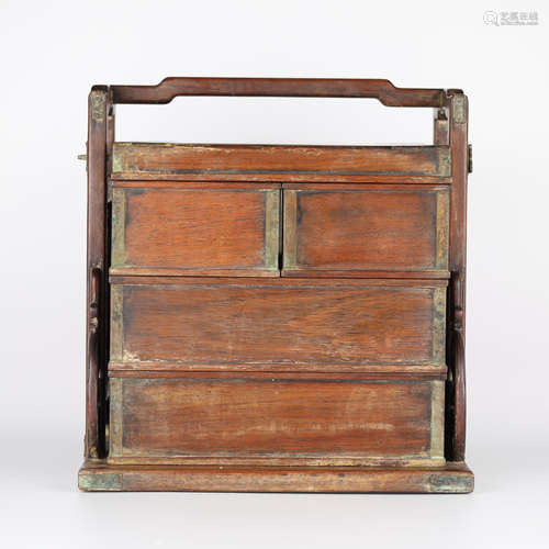 Chinese ancient yellow pear wood lunch box