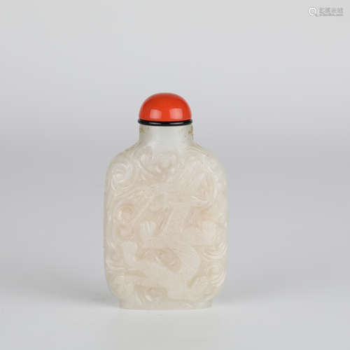 19th,Chinese White Jade Snuff Bottle