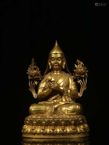 Exquisite Gilt Copper Tsongkhapa