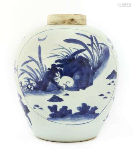 A Chinese blue and white jar,