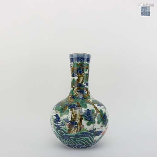 Blue-and-white Famille Rose Globular Vase