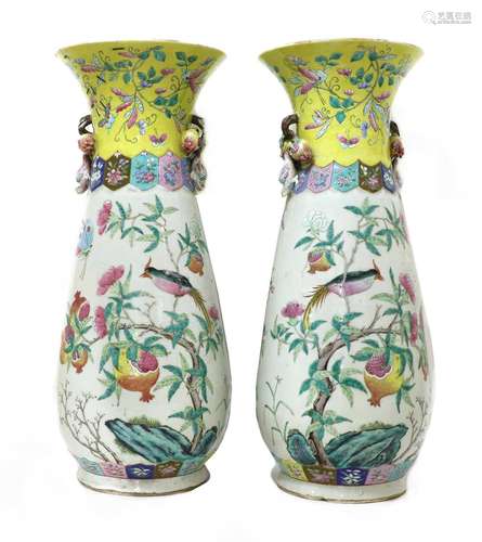 A pair of Chinese famille rose vases,