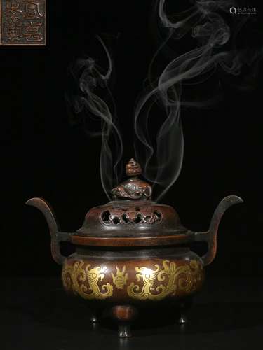 Gilt Copper Tripod Incense Burner