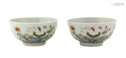 A pair of Chinese famille rose bowls,