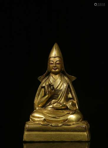 Exquisite Gilt Copper Tsongkhapa